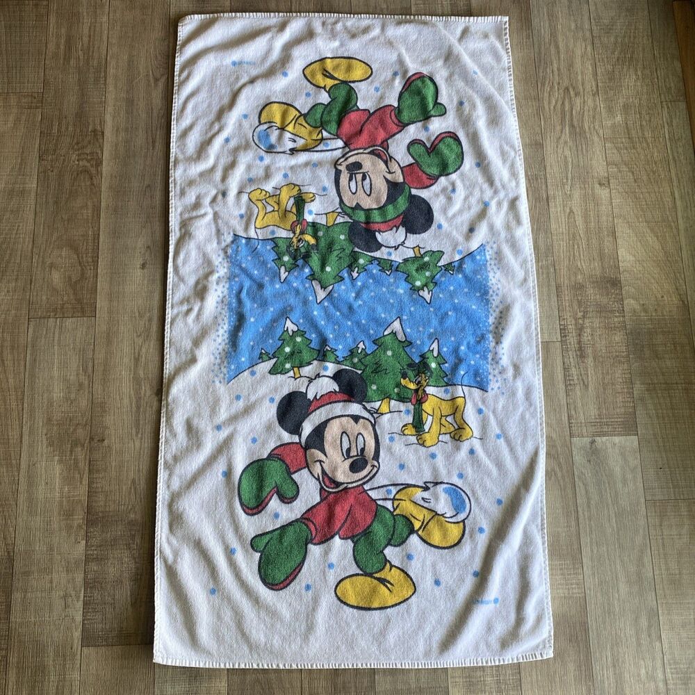 Vintage Mickey Mouse Pluto Towel Disney Franco 100% Cotton Bath 40 X 22
